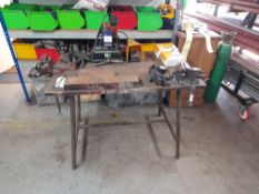 Steel fabricated workbench (Approx. 1100 x 700) with Babco engineers vice, and pipe vice