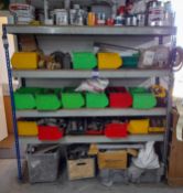 Single bay of racking (Approx. 1800 x 1100 x 300) and contents, to include various fixings (
