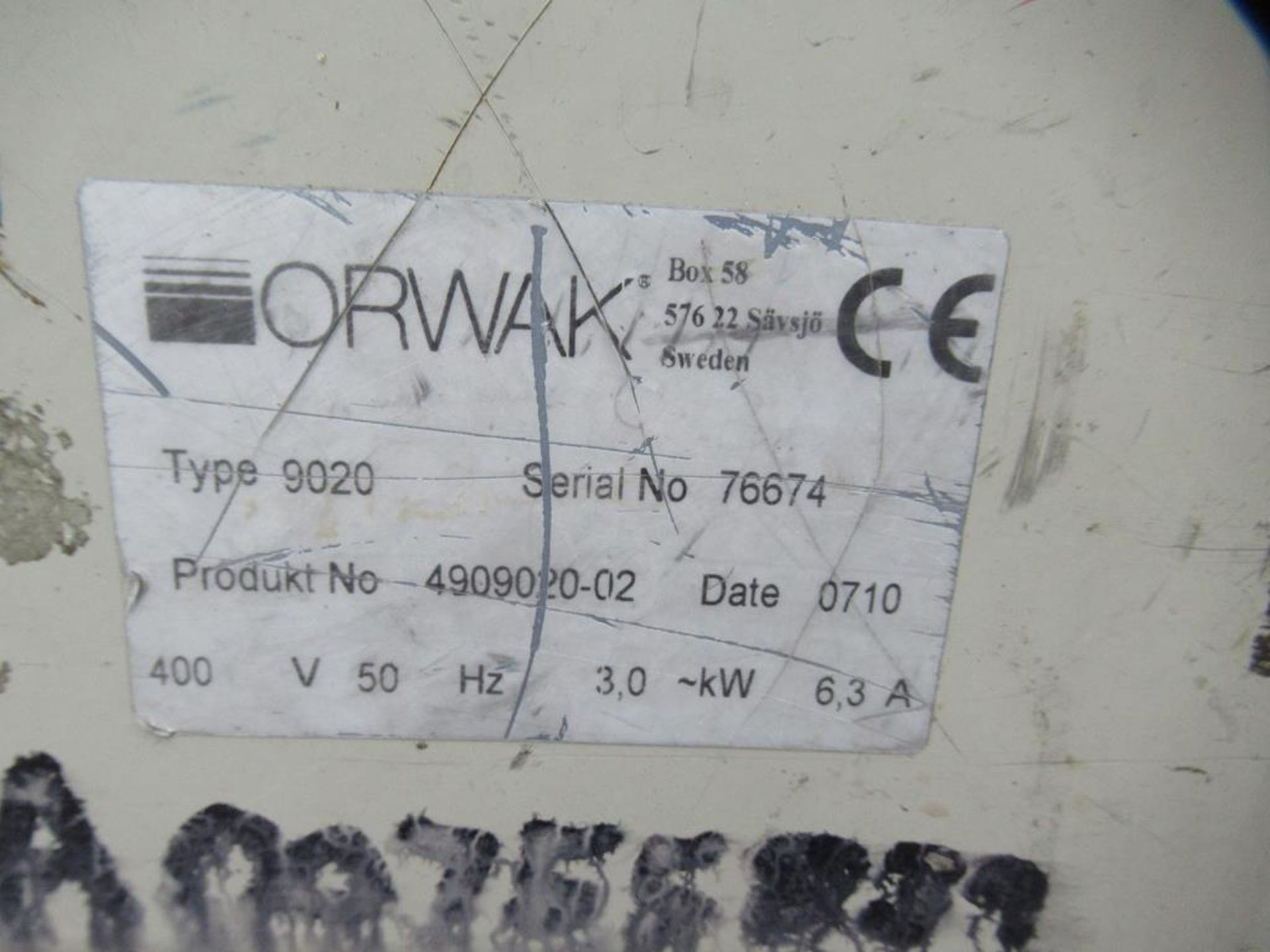 Orwak 9020S triple chamber baler (s/n 071076674) 400V, 50/60Hz, 3Kw - Image 7 of 8