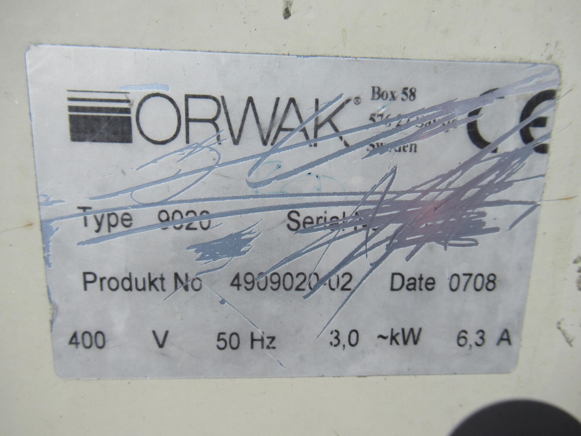 Orwak 9020S Triple chamber baler (s/n Unknown) 400V, 50Hz, 3Kw - Image 6 of 7