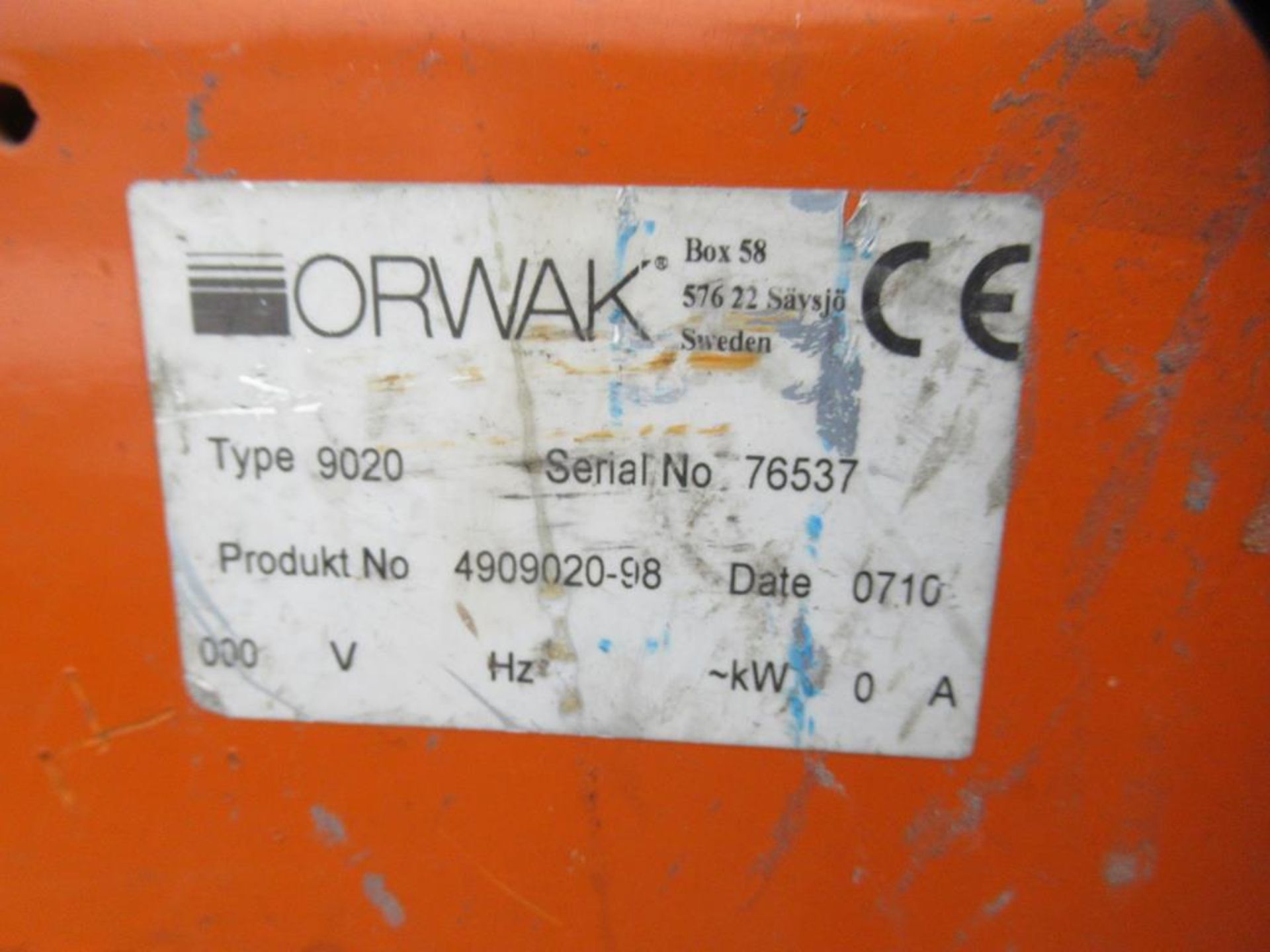 Orwak 9020S triple chamber baler (s/n 071076674) 400V, 50/60Hz, 3Kw - Image 8 of 8