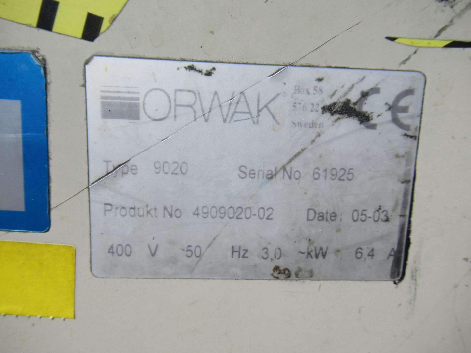 Orwak 9020S Triple chamber baler (s/n 61928) 400V, 50Hz, 3Kw - Image 3 of 7