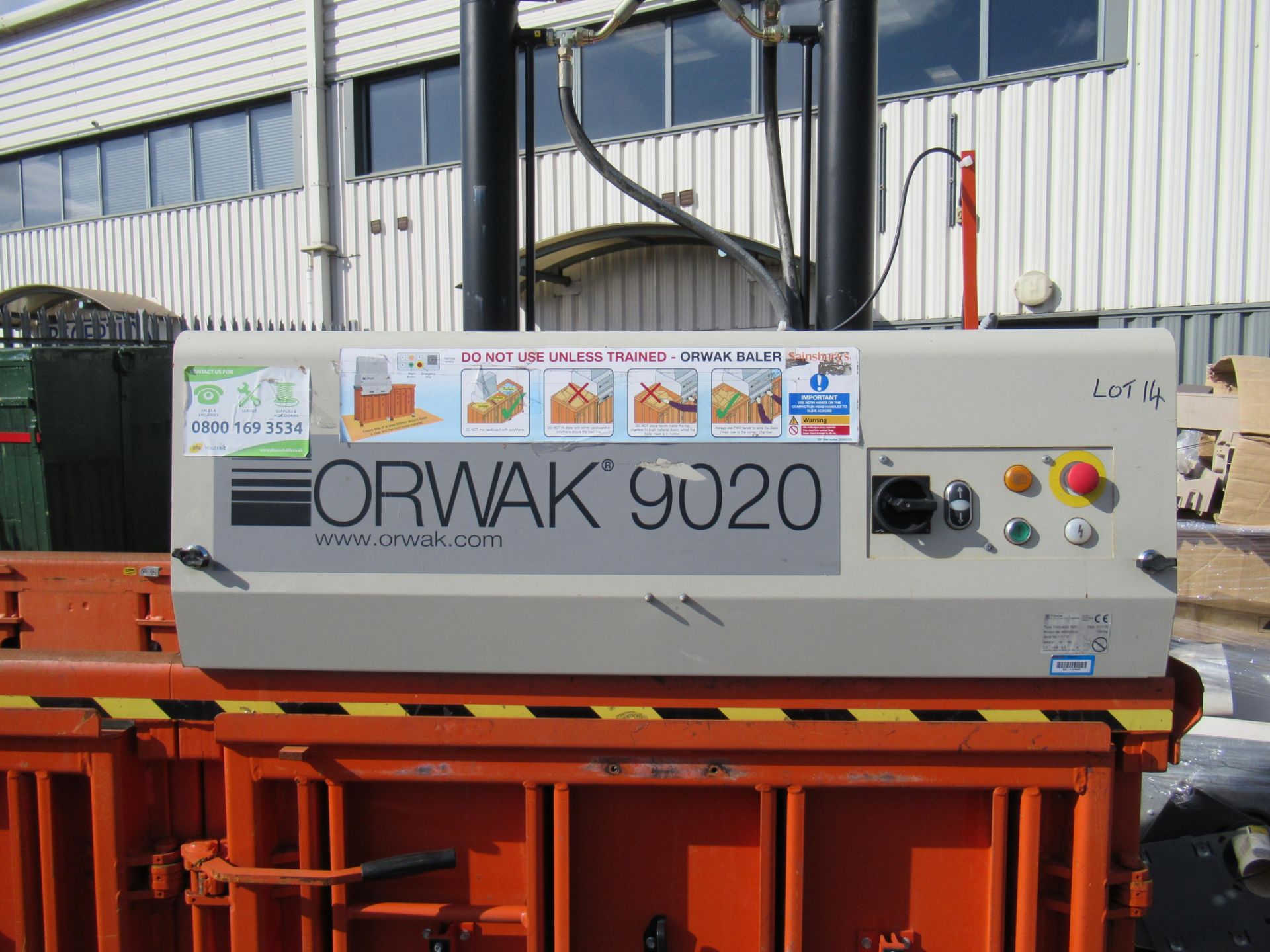 Orwak 9020 Double chamber baler (s/n 111112) 400V, 50Hz, 3Kw - Image 2 of 7