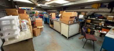 Contents of Mezzanine to include Various Worktop Benches, Stock Racks, Various Nuts, Bolts, Rivnuts,