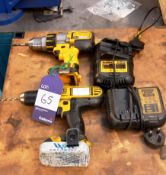 2 Dewalt Cordless Drills (One no battery) with Two Chargers