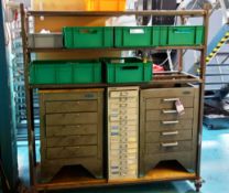 Fabricated Steel Rack & Contents of 3 Cabinets of Lathe & Milling Tooling
