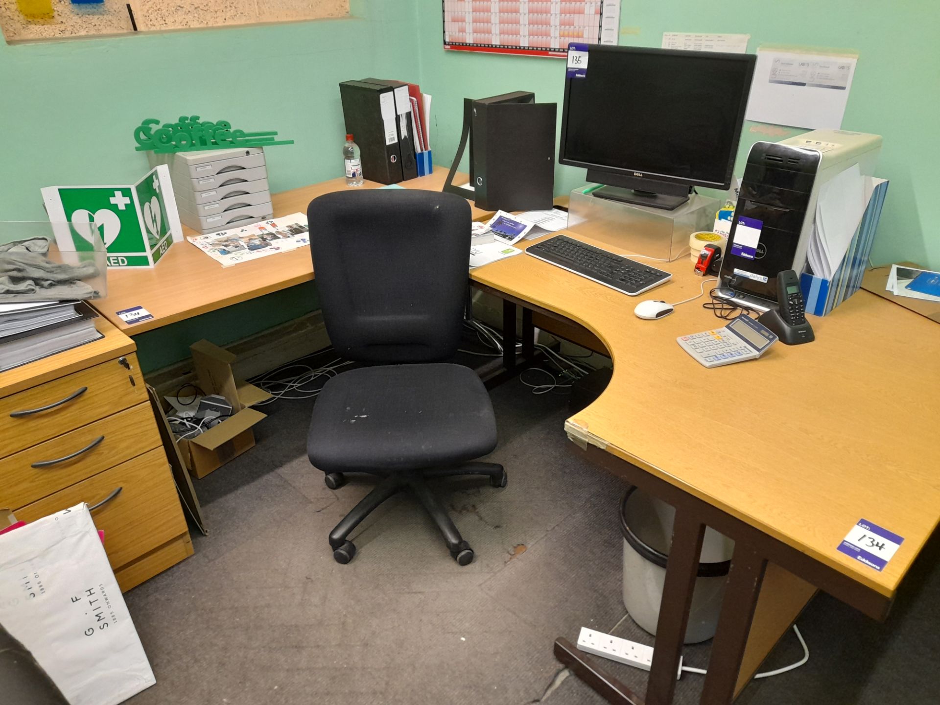 Assorted Office Furniture to include 2x Various Workstations and 4x pedestals