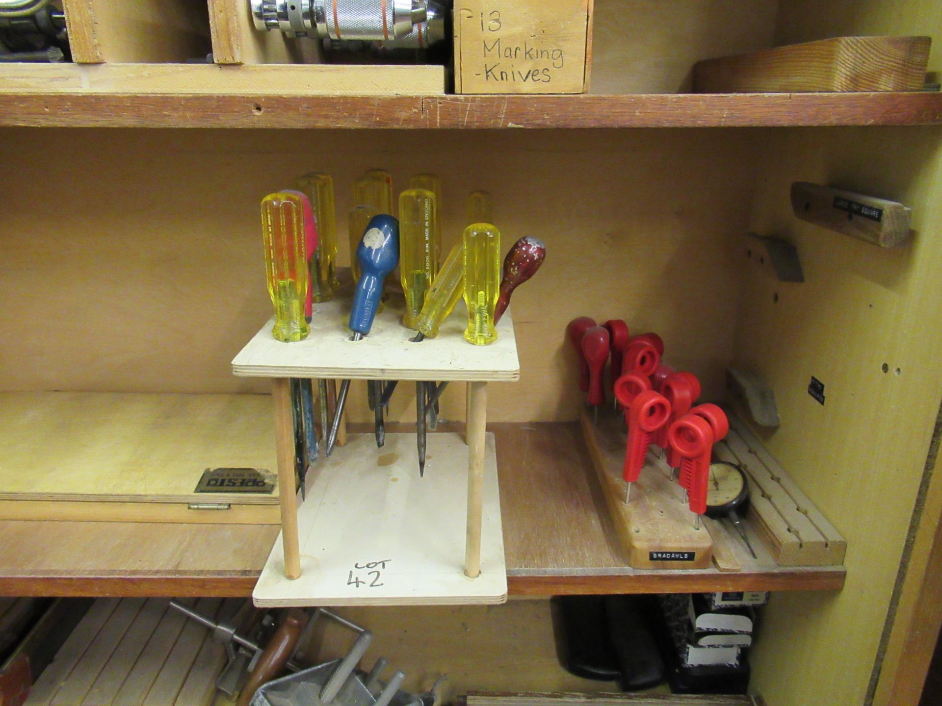 Quantity of Handtools & Metrology Equipment and 2 Lift Up Tambour Front Wooden Cabinets - Image 12 of 16