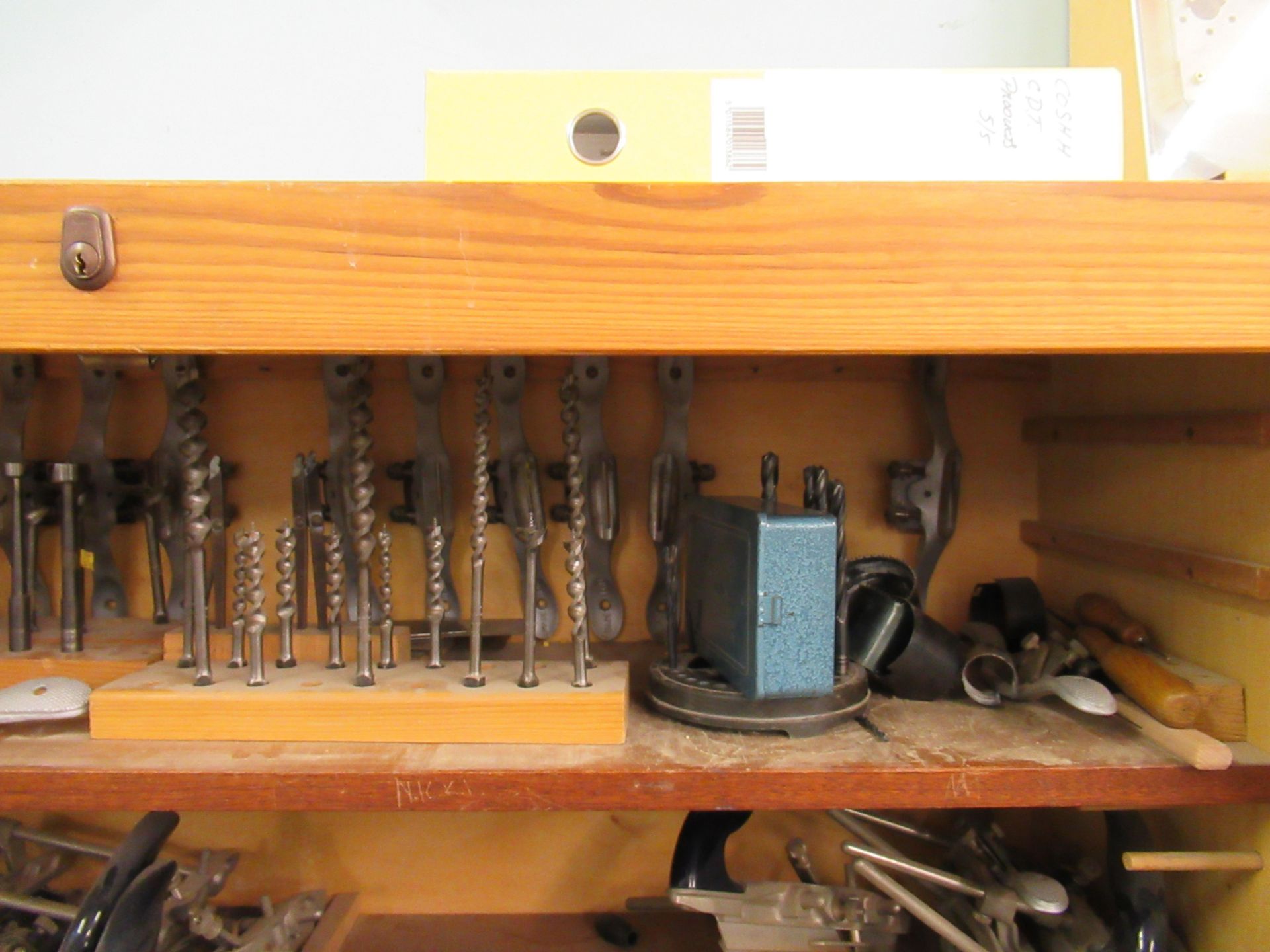 Quantity of Handtools & Metrology Equipment and 2 Lift Up Tambour Front Wooden Cabinets - Image 7 of 16