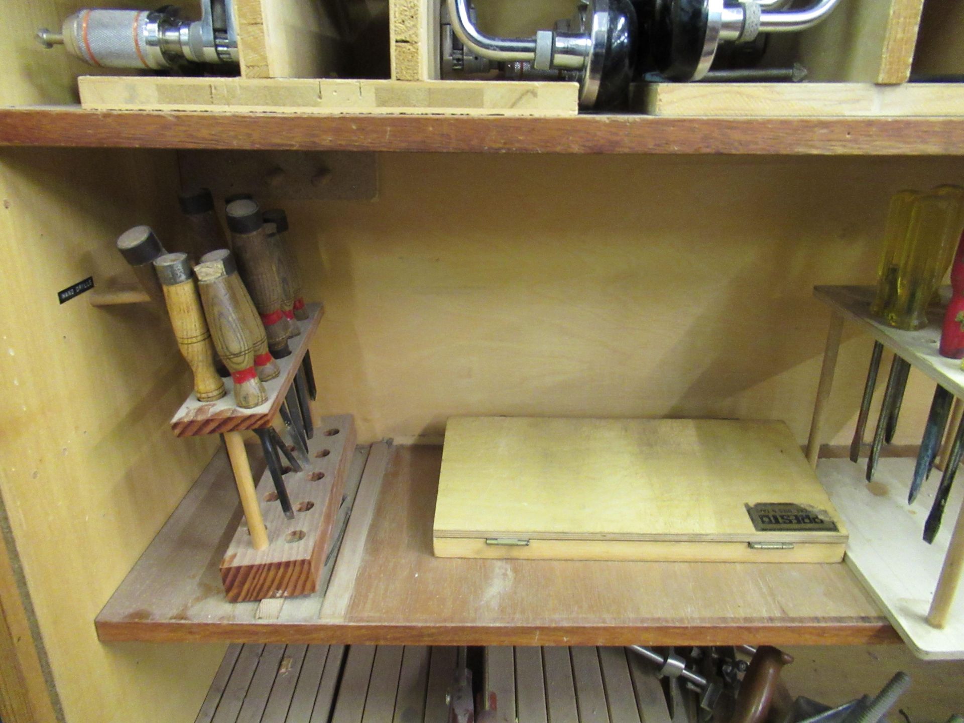 Quantity of Handtools & Metrology Equipment and 2 Lift Up Tambour Front Wooden Cabinets - Image 13 of 16