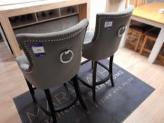 Pair of velvet effect studded bar stools