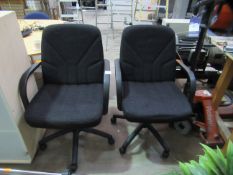 2 mobile upholstered comfy office chairs