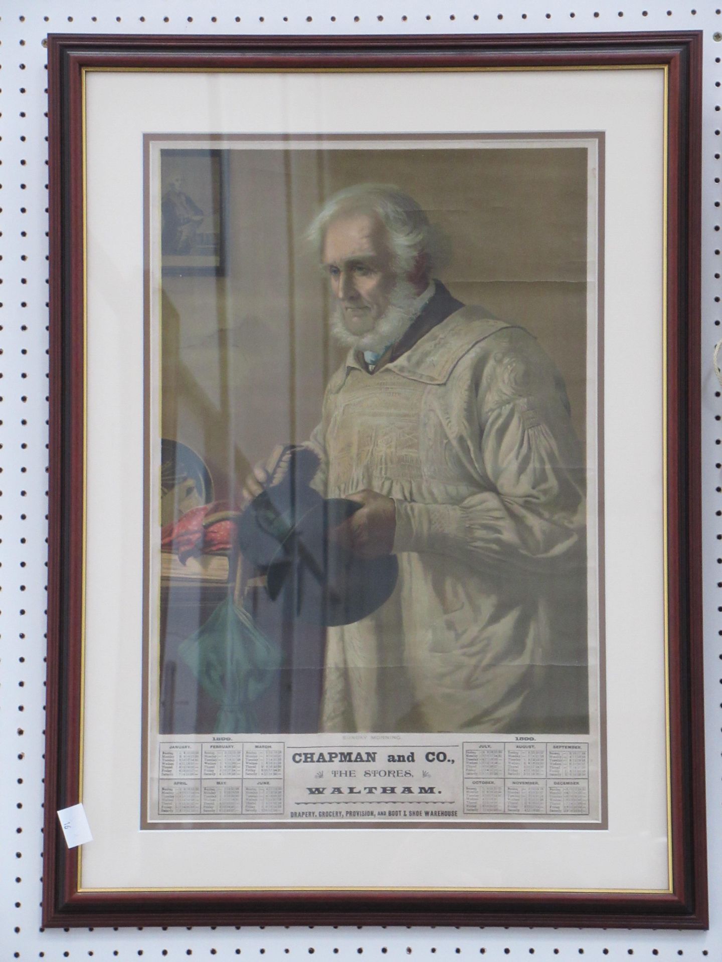 Chapman and C, Waltham- The Stores 'Sunday Morning' 1899 calendar in frame (35cm x 54cm)