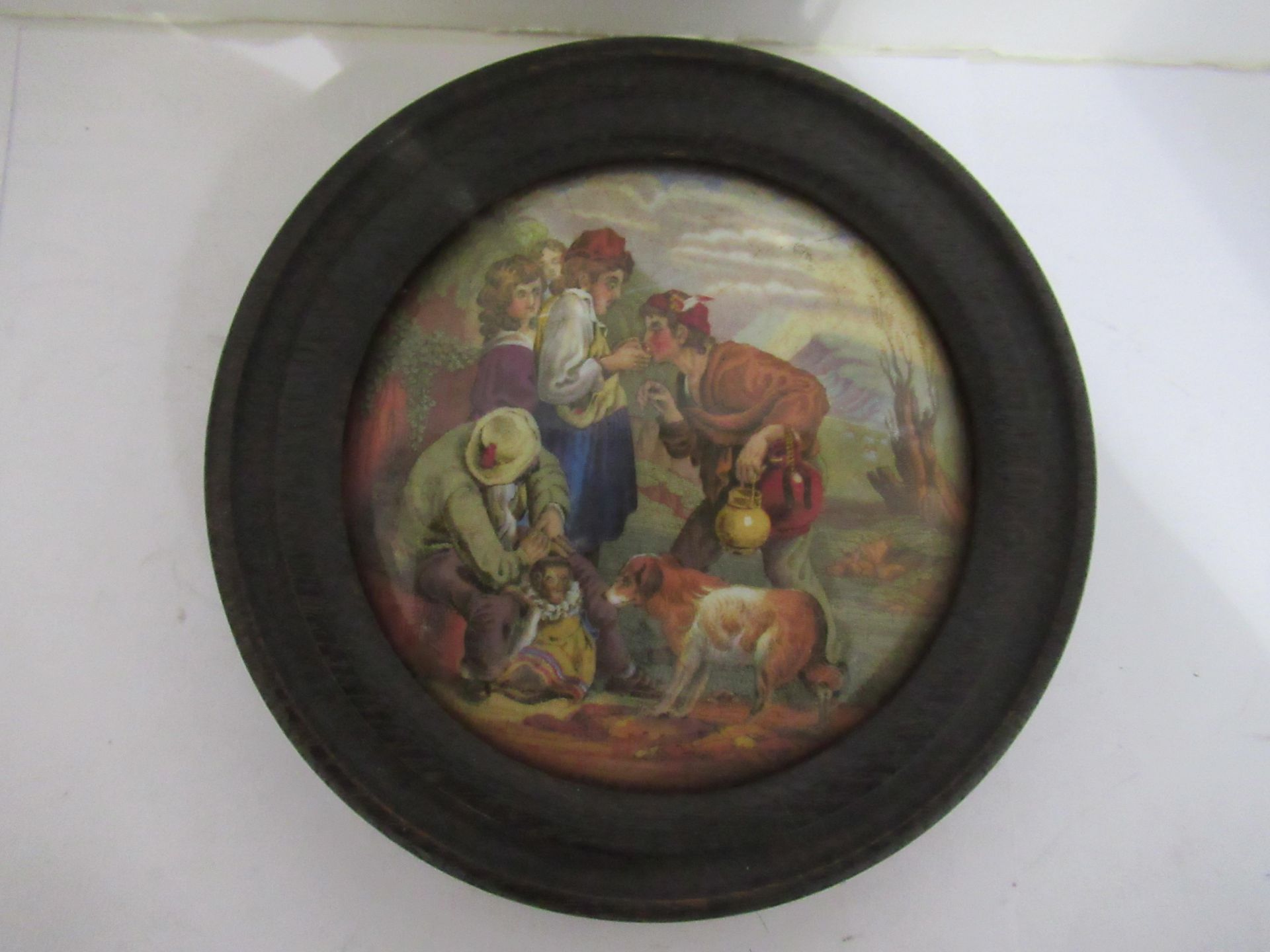 6x Prattware ceramic lids in wooden mounts including 'P.Wouvermann Pinx', 'Lend a Bite', 'Fording Th - Image 2 of 12