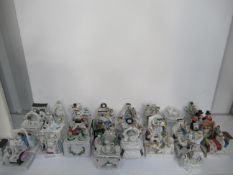 Assorted porcelain fairings including figures and trinket boxes