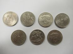 7x commemorative coins to include 1977 coin, 2x Prince of Wales and Lady Diana coins, 2x Queen Mothe