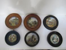 6x Prattware ceramic lids including Strathfieldsay, Lady with Guitar, The Village Wedding etc
