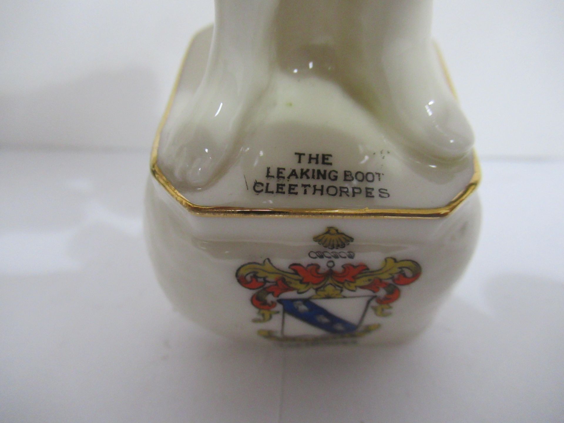 2x Crested China figures of the Leaking Boot' both with Cleethorpes coat of arms - Image 7 of 13