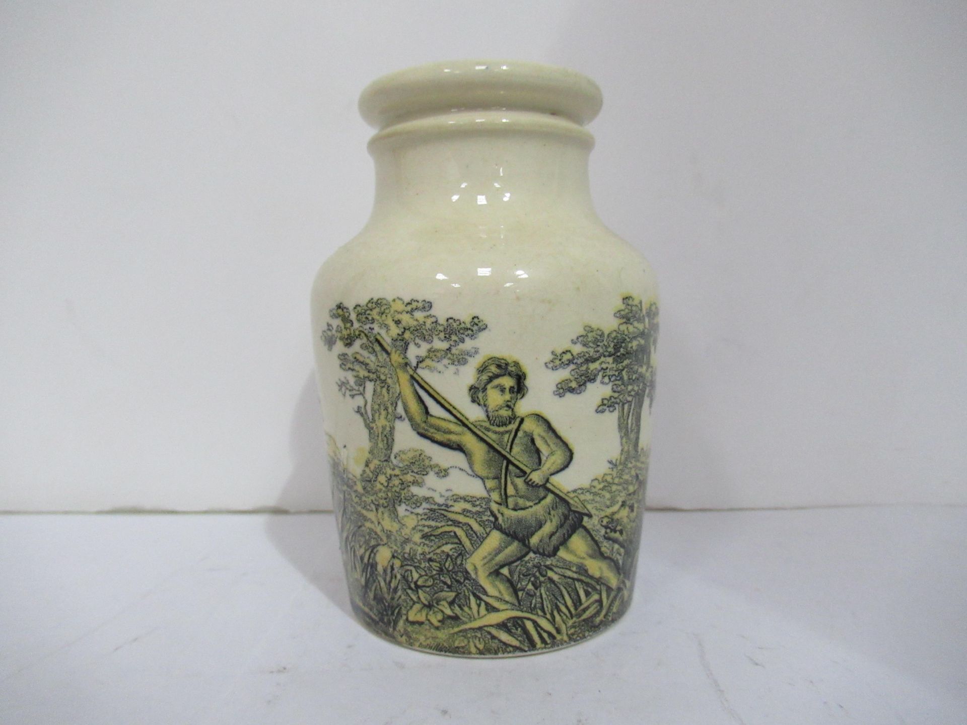 6x Prattware painted jars including one depicting Venice - Image 15 of 42