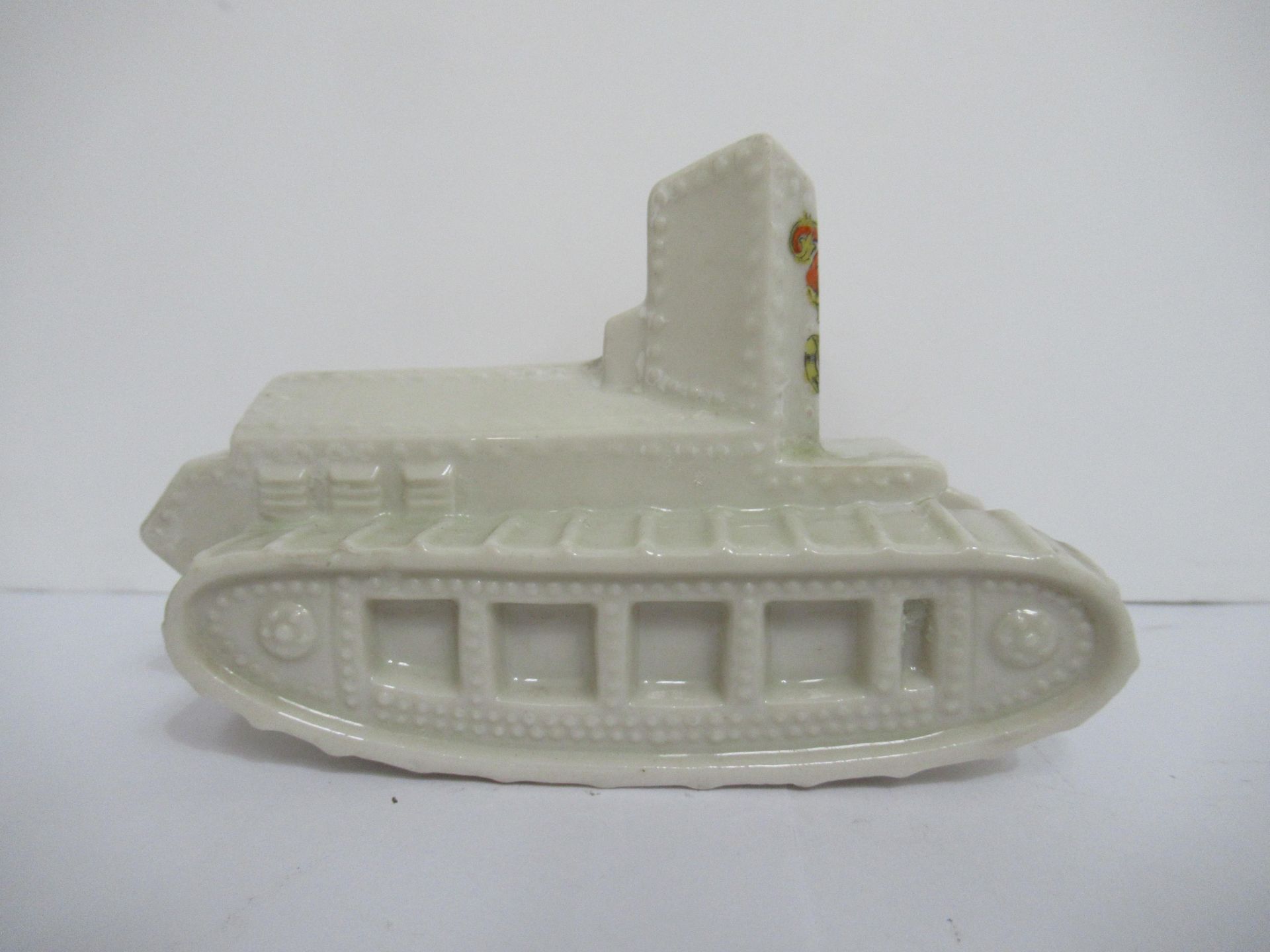 Crested China model of tracked vehicle with Cleethorpes coat of arms (115mm x 60mm)