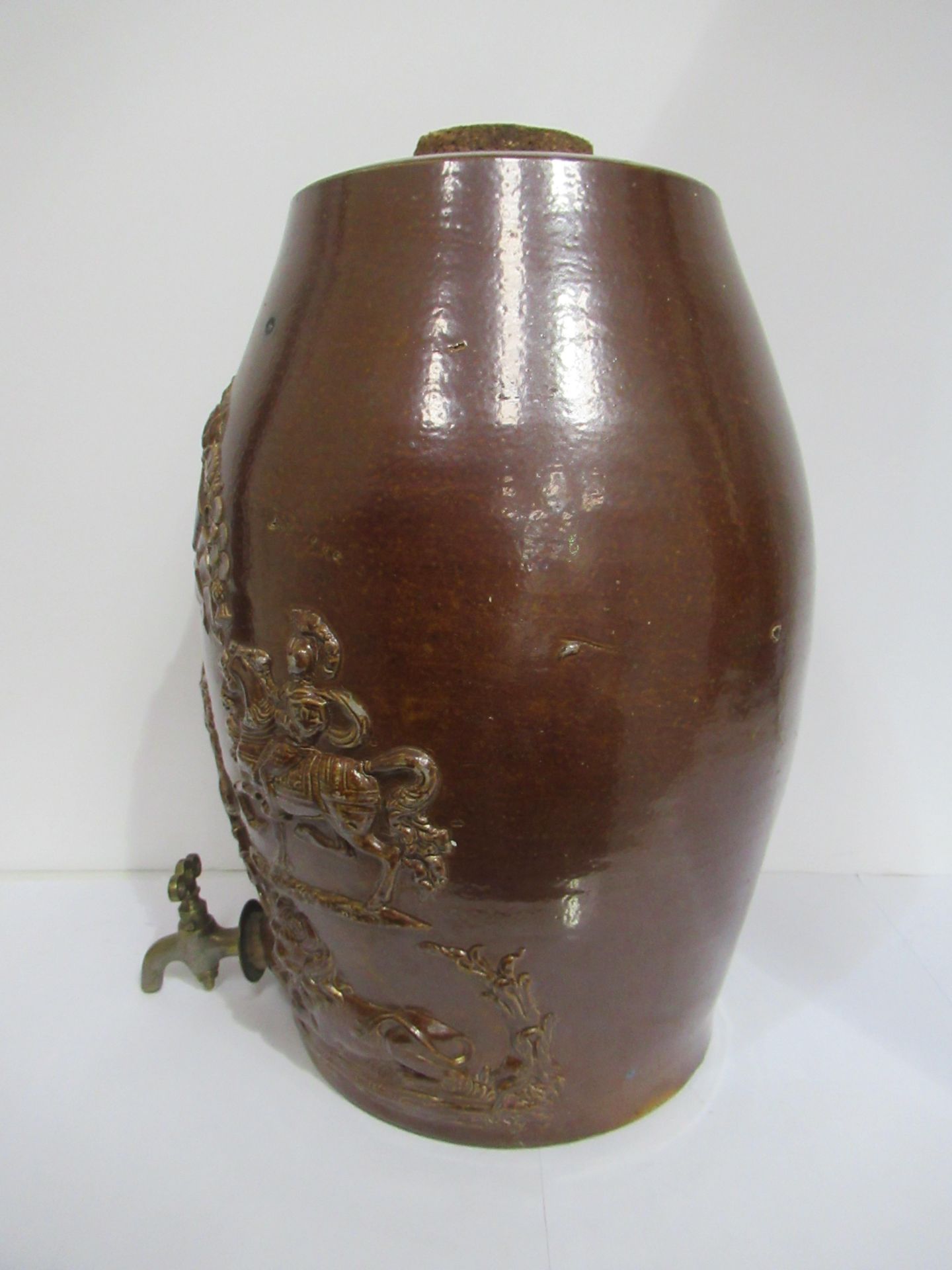 Salt glazed vintage gin decanter with brass tap - Image 6 of 7