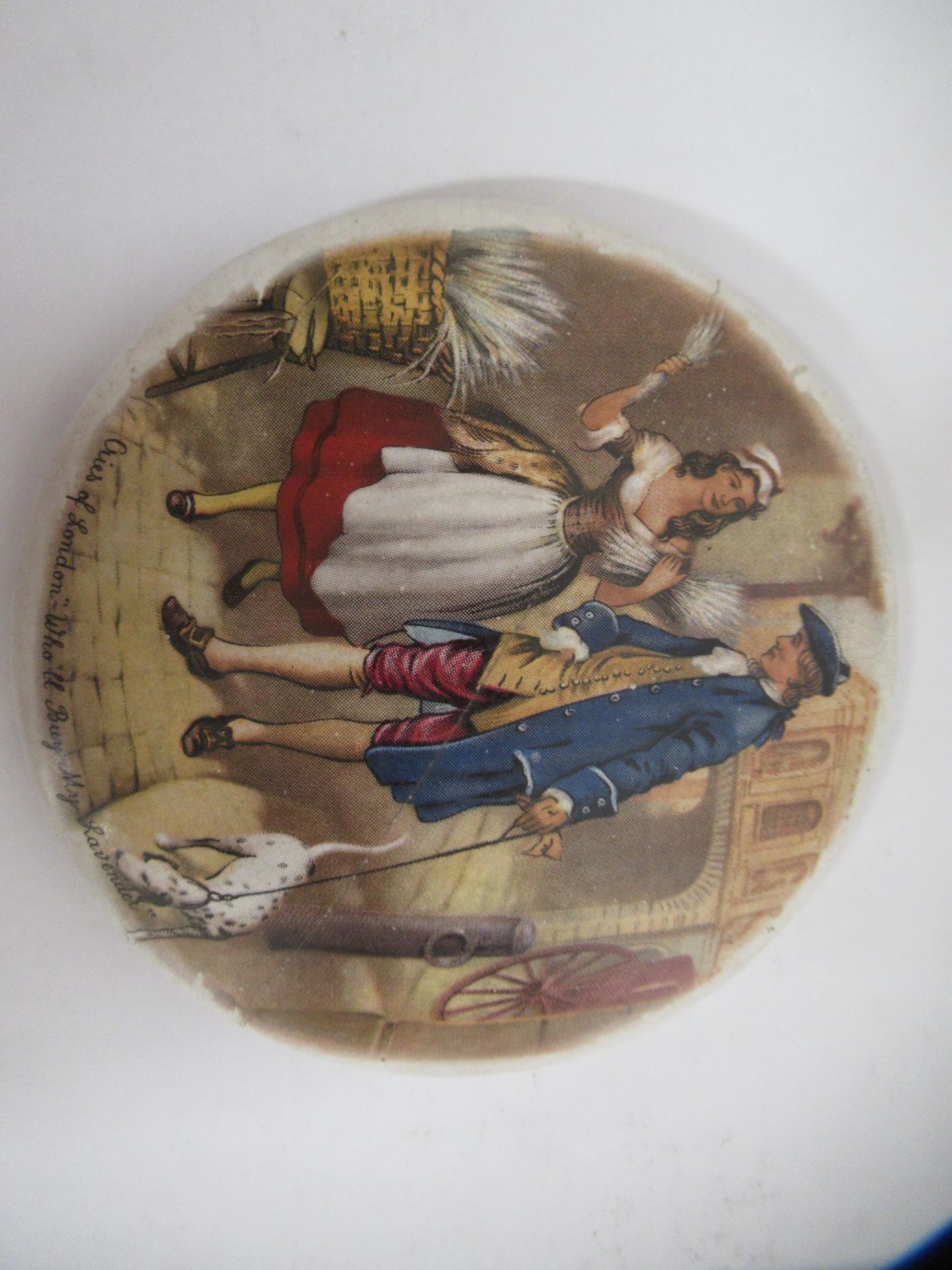 6x Prattware ceramic lids including 'Cries of London- Fie Black Cherries', 'That No Jealous Rival Sh - Image 15 of 28