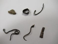 Various metal detecting discoveries including 'bronze hat', wire pins and a ring etc