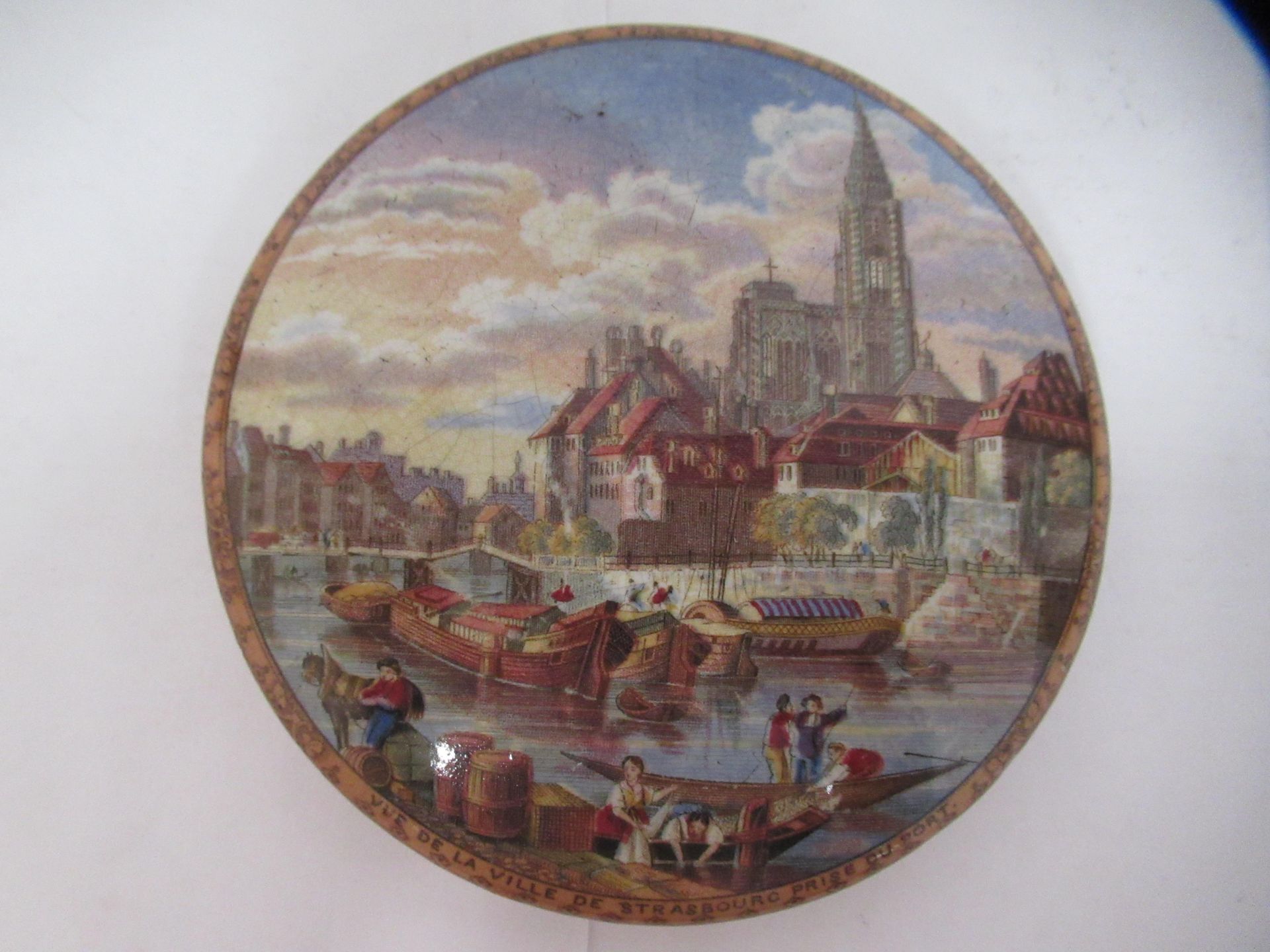 6x Prattware ceramic lids including 'Royal Harbour Ramsgate', 'The Chin-Chew River', 'Contrast', and - Image 11 of 21