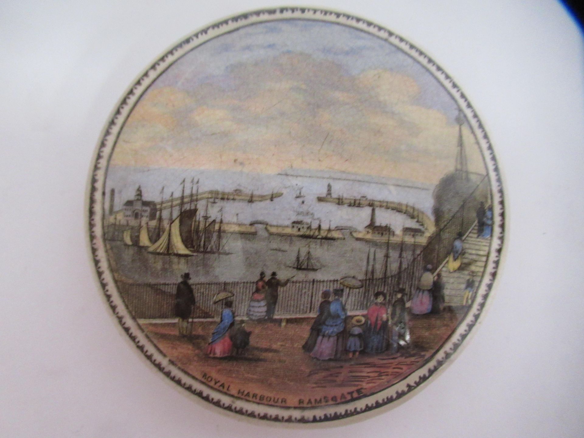 6x Prattware ceramic lids including 'Royal Harbour Ramsgate', 'The Chin-Chew River', 'Contrast', and - Image 2 of 21