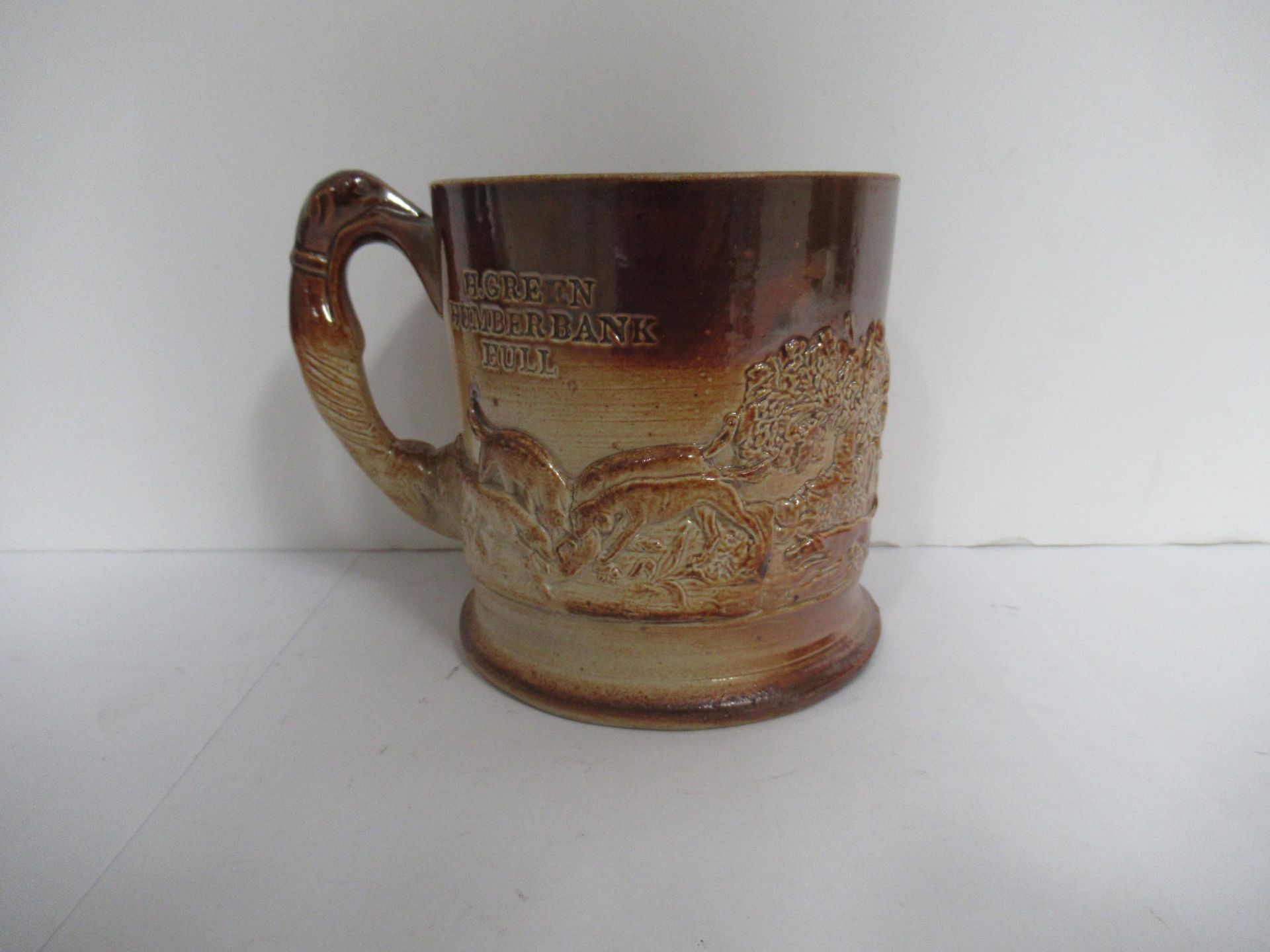 H.Green Humber Bank, Hull stone drinking vessel with greyhound handle - Image 3 of 7