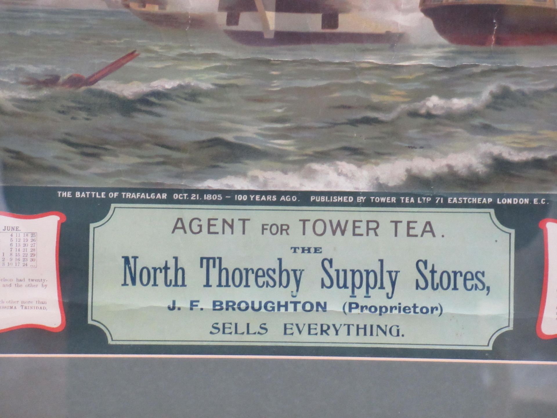 North Thorsby Supply Stores, J.F. Broughton 'The Battle of Trafalgar Oct 21 1805' 1905 calendar in f - Image 3 of 5