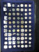 A tray of 70+ assorted coin/coin fragments including Edwardian Grote 1300, Henry III fragment, one s