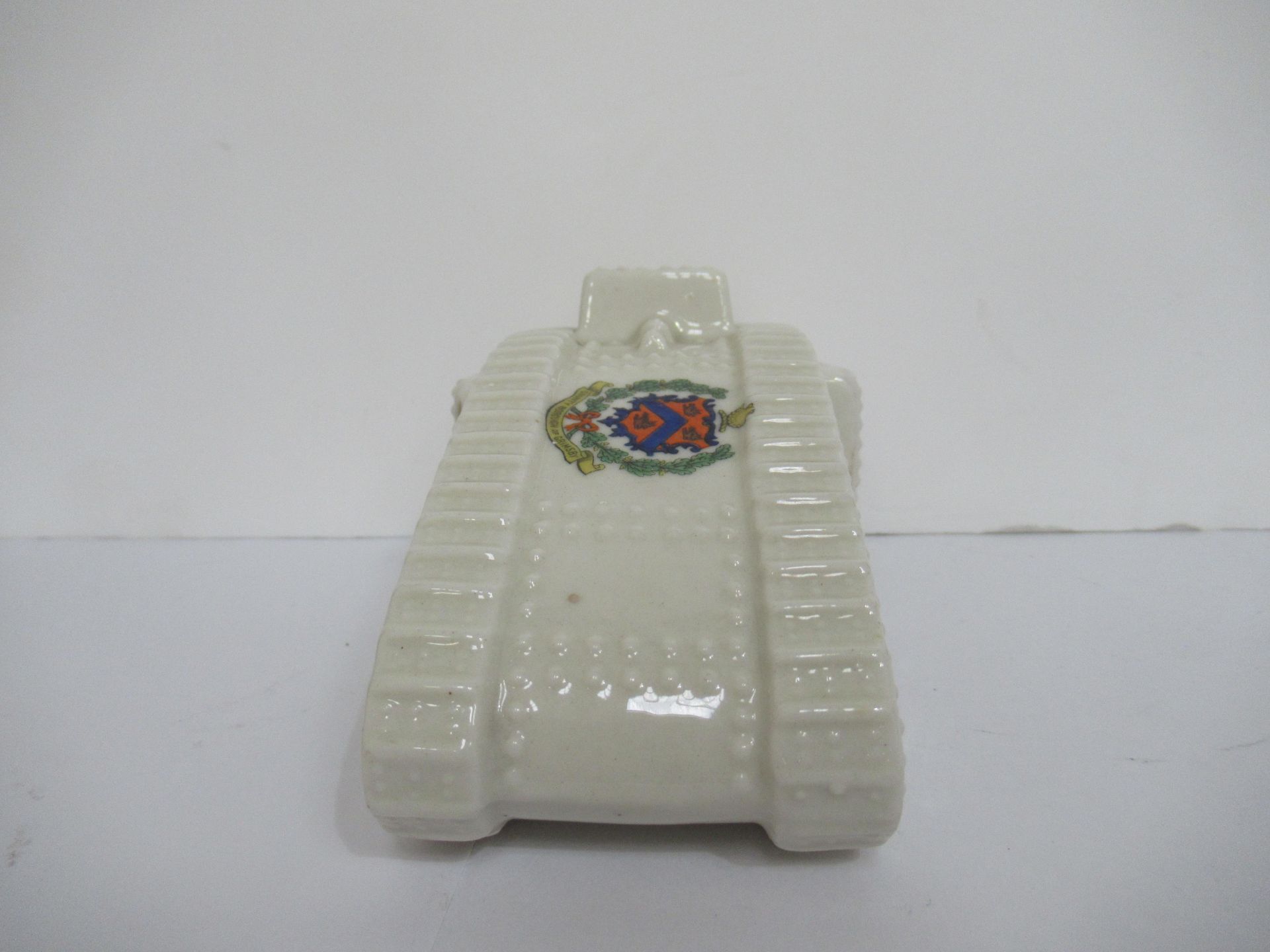 Crested China Arcadian model of tank with Grimsby coat of arms (90mm x 115mm) - Image 4 of 18