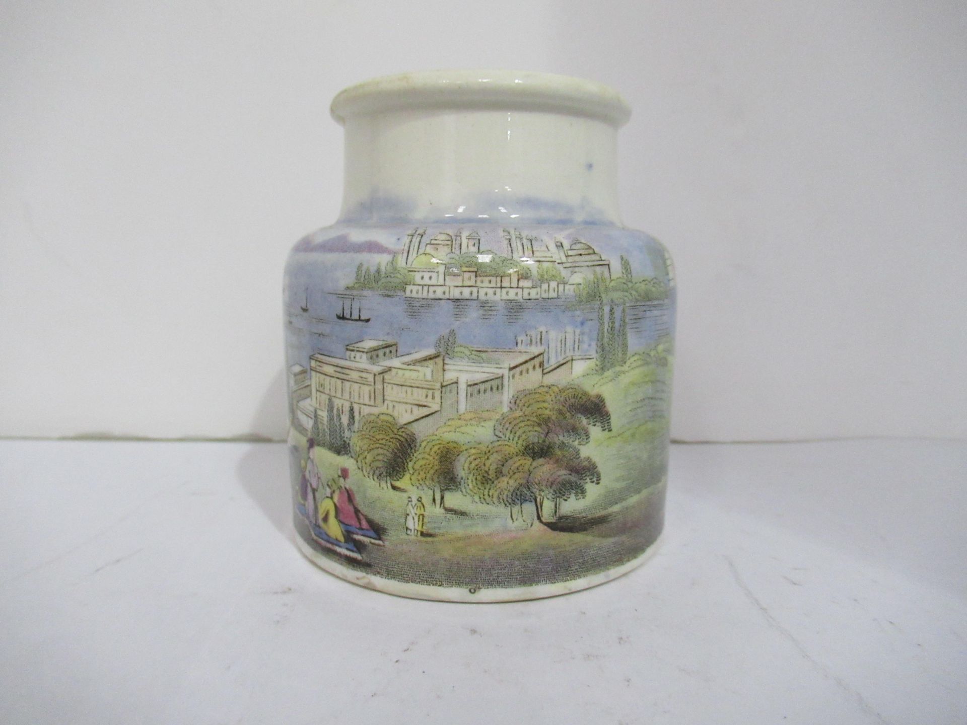 6x Prattware painted jars including one depicting Venice - Image 2 of 42