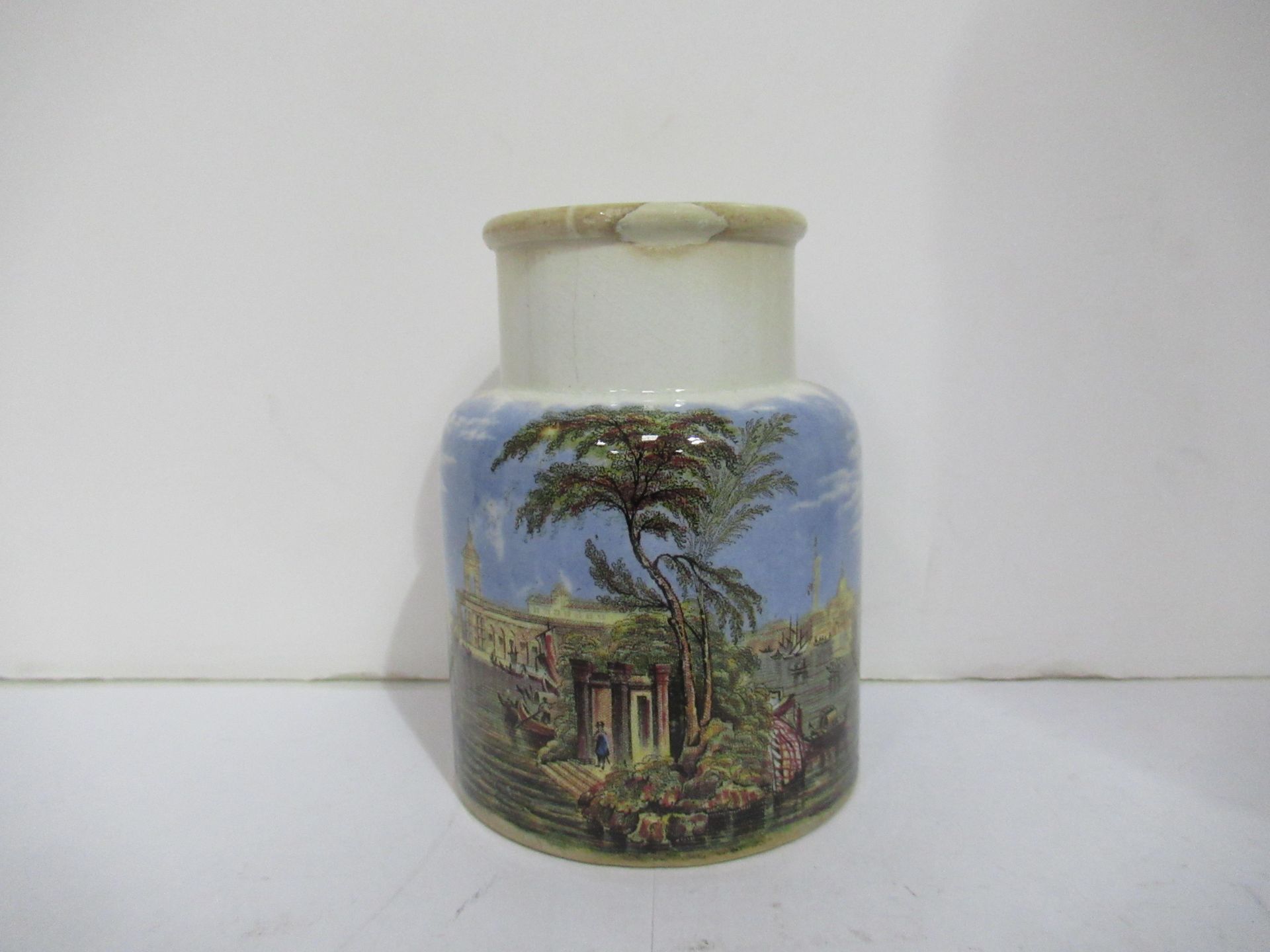 6x Prattware painted jars including one depicting Venice - Image 28 of 42