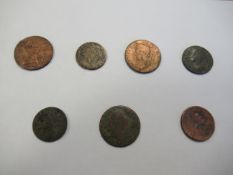 7x Various coins to include William 2nd, Mary 1692, Hebernia, Hayle I, George II etc