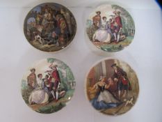 4x Prattware ceramic lids including 'Cries of London- 