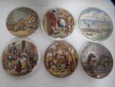 6x Prattware ceramic lids including 'The Enthusiast', 'Cries of London- "Fine Black Cherries" and "P