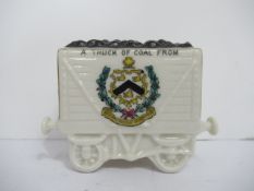 Crested China Willow model of 'A Truck of Coal' with Grimsby coat of arms (70mm x 90mm)
