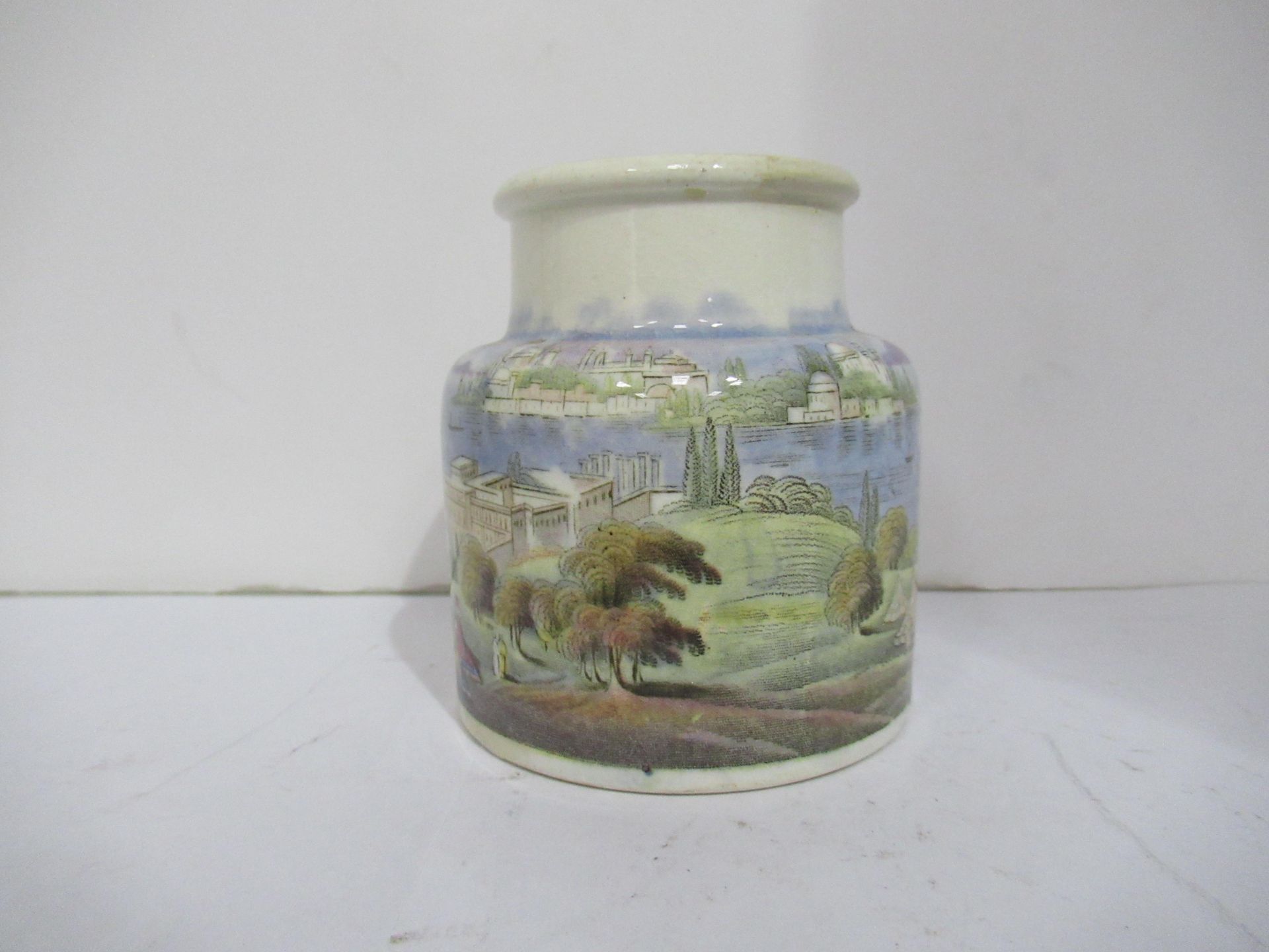 6x Prattware painted jars including one depicting Venice - Image 4 of 42