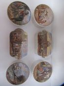6x Prattware ceramic lids including 'Persuasion', 'The Chin-Chew River', 'Wouvermann Pinx', 'P. Wouv
