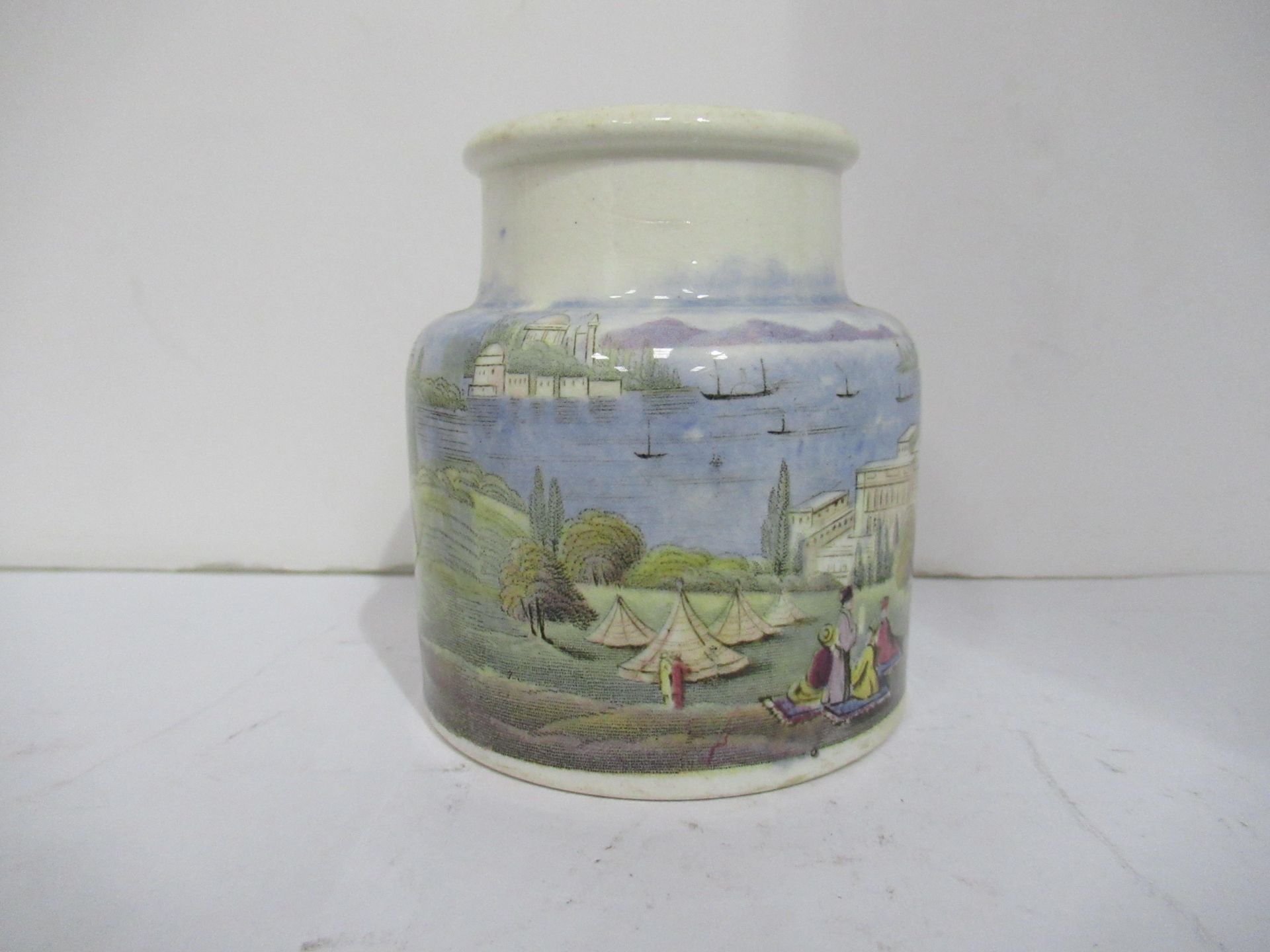 6x Prattware painted jars including one depicting Venice - Image 3 of 42