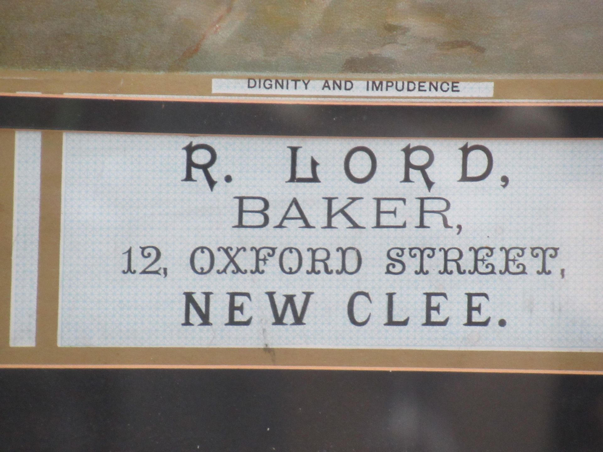 R. Lord, Baker, 12 Oxford Street, New Clee 'Dignity and Imprudence' 1892 calendar in frame (40cm x 5 - Image 2 of 6