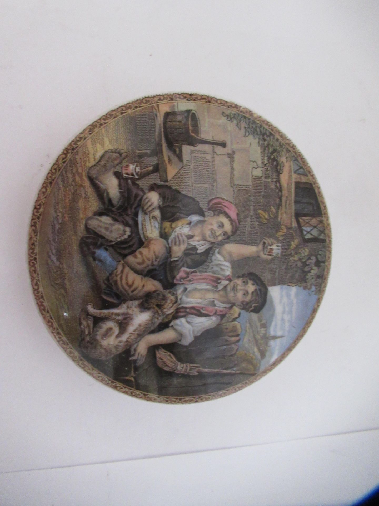 6x Prattware ceramic lids including 'The Best Card', 'Wimbledon July 2nd 1860', 'The Village Wedding - Image 13 of 22