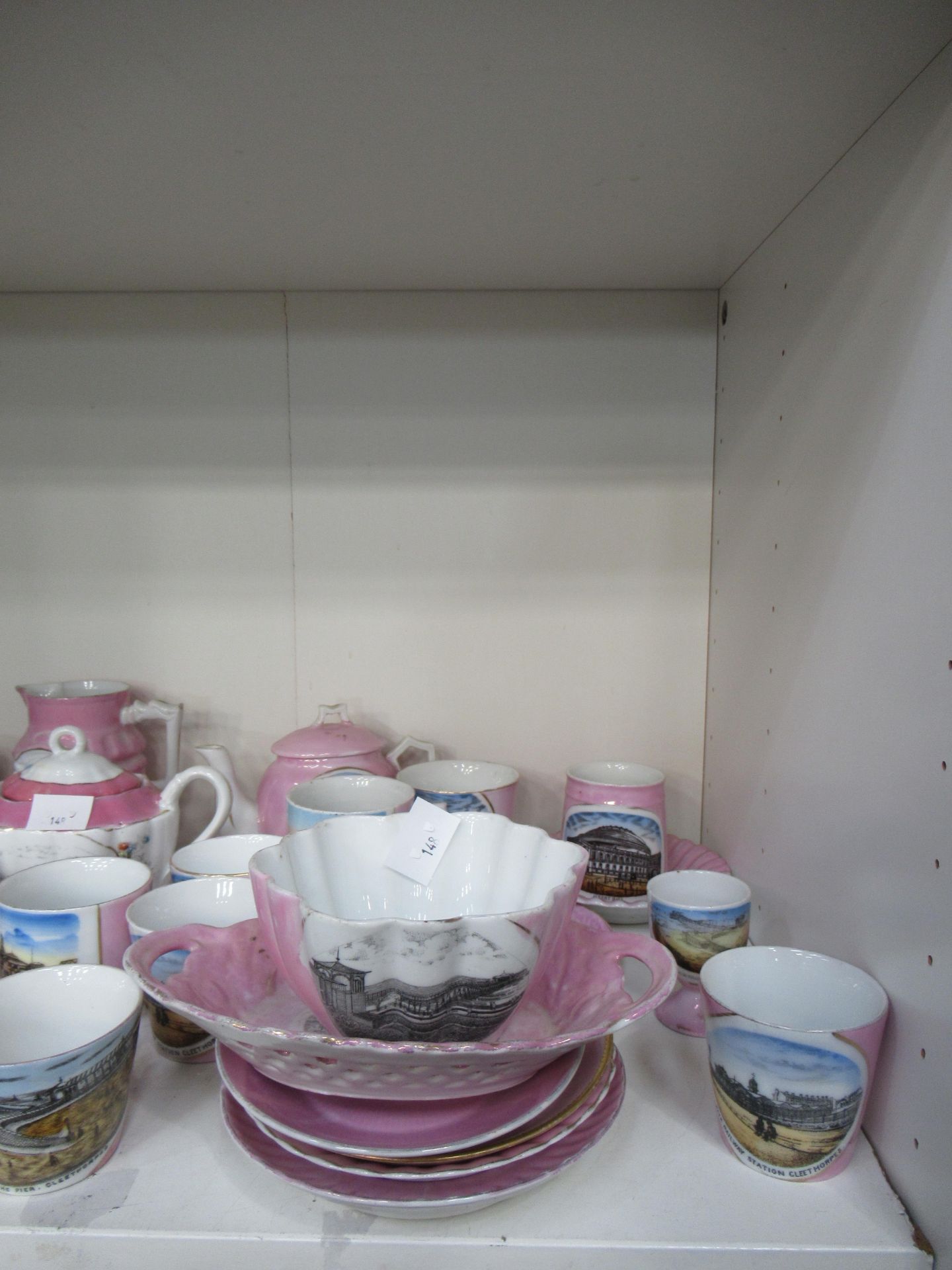 A selection of pink lustreware, mainly with Cleethorpes scenes - Image 4 of 4