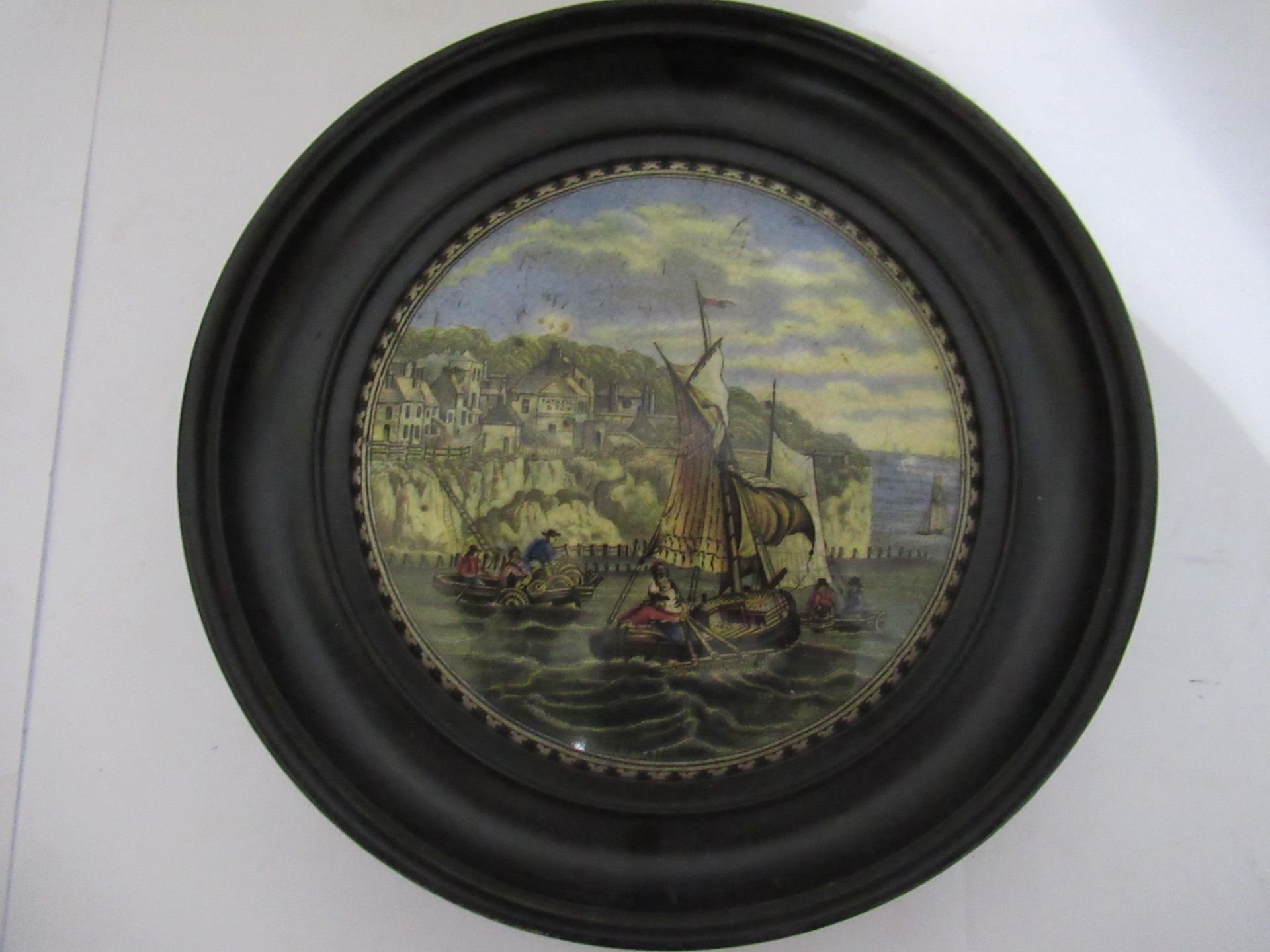 6x Prattware ceramic lids in wooden mounts including 'Pegwell Bay', 'Rifle Contest Wimbledon 1868', - Image 2 of 16