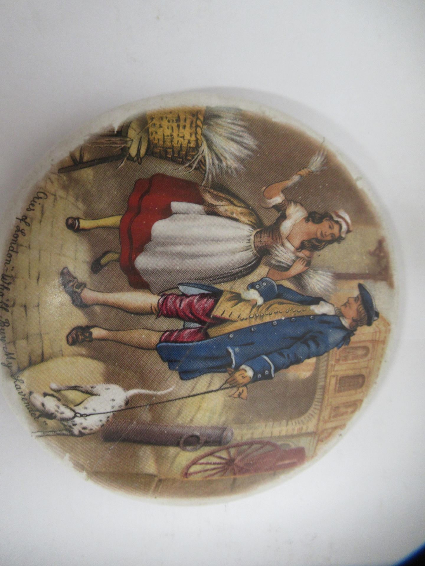 6x Prattware ceramic lids including 'Cries of London- Fie Black Cherries', 'That No Jealous Rival Sh - Image 14 of 28