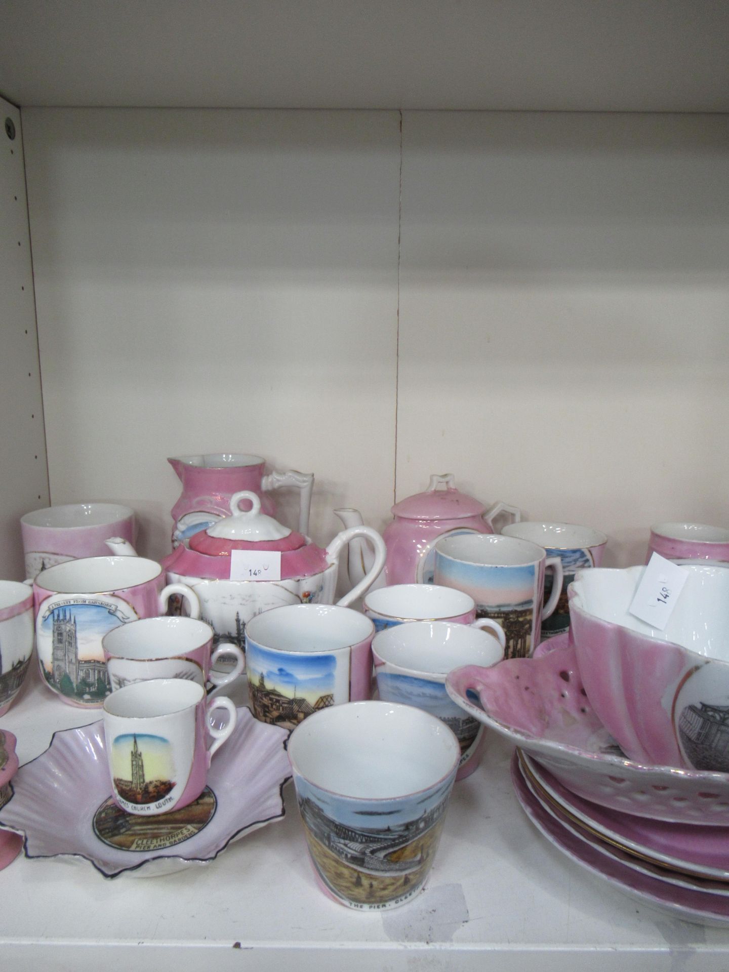 A selection of pink lustreware, mainly with Cleethorpes scenes - Image 3 of 4
