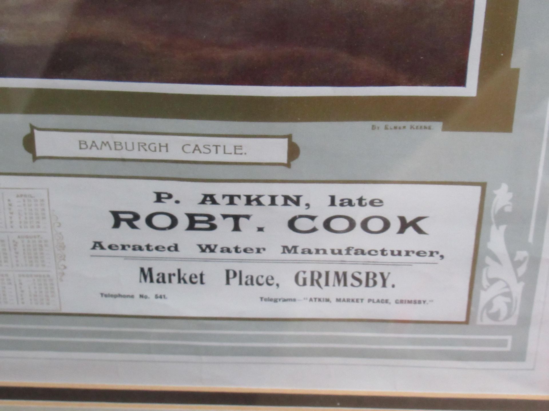 2x P. Atkin late Robt. Cook aerated water manufacturer 1908 calendars titles "Bamburgh Castle" and - Image 10 of 11