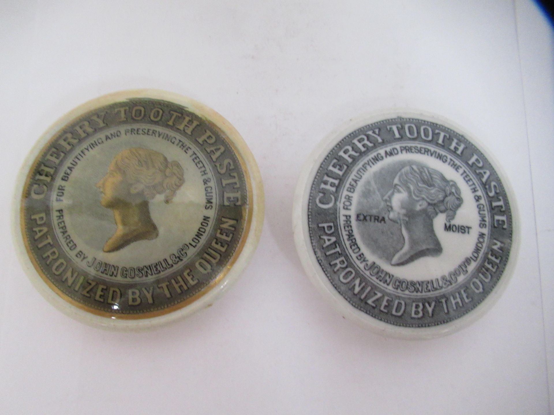 2x John Gosnell & Co Cherry Toothpaste ceramic lids